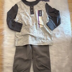Gray and Black Long Sleeve Shirt and Pants Set
